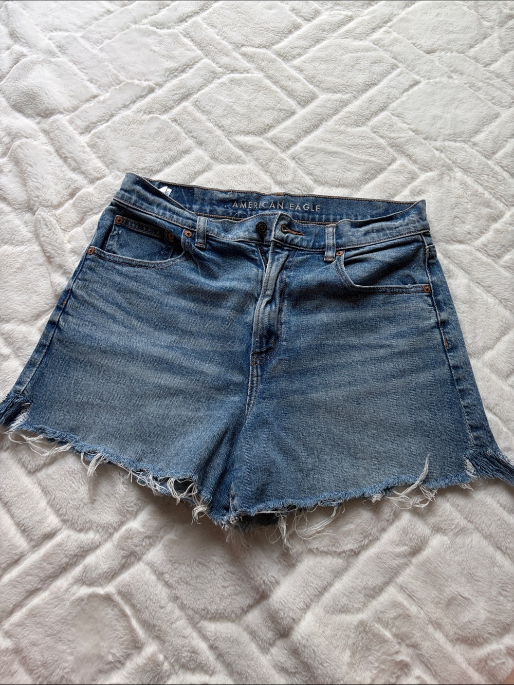American Eagle Outfitters Medium Blue Frayed Denim Cutoff Shorts